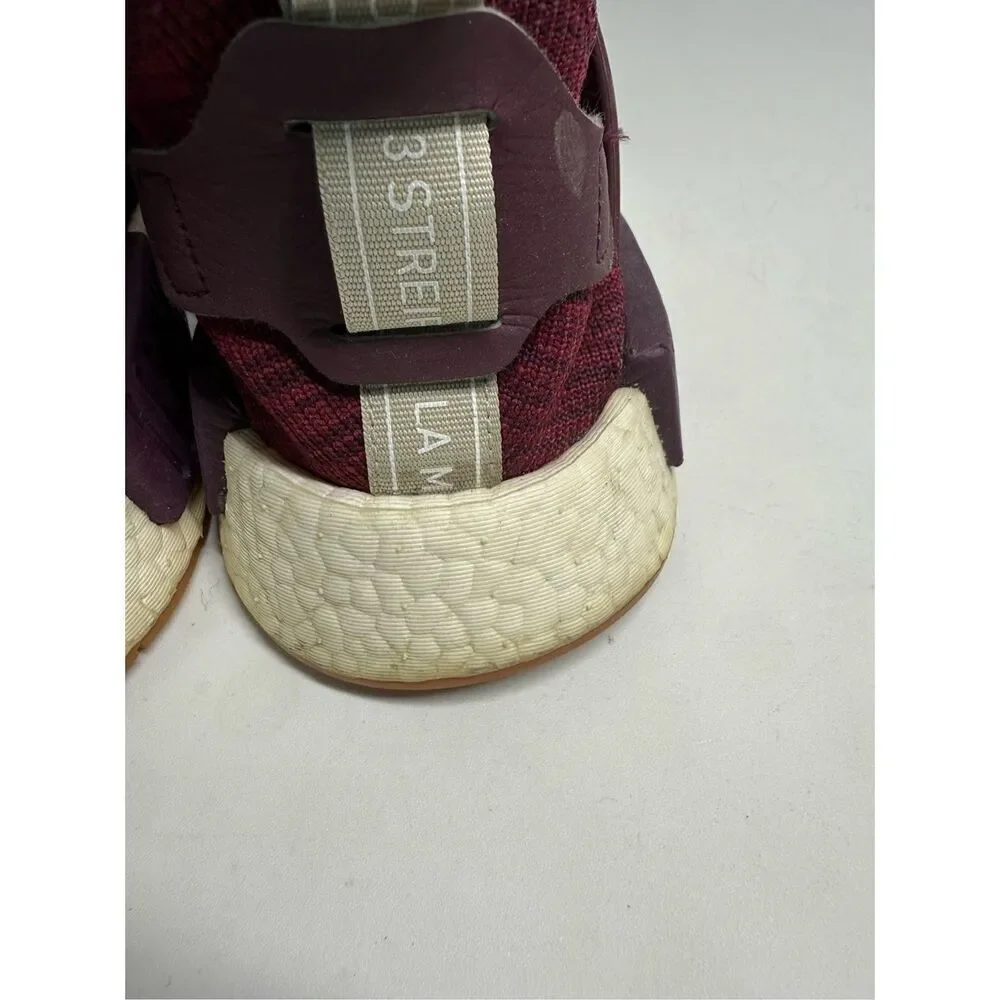 Adidas Men's 9 / Women’s 10,5 Sneakers Maroon Red Boost NMD R1 BB2368